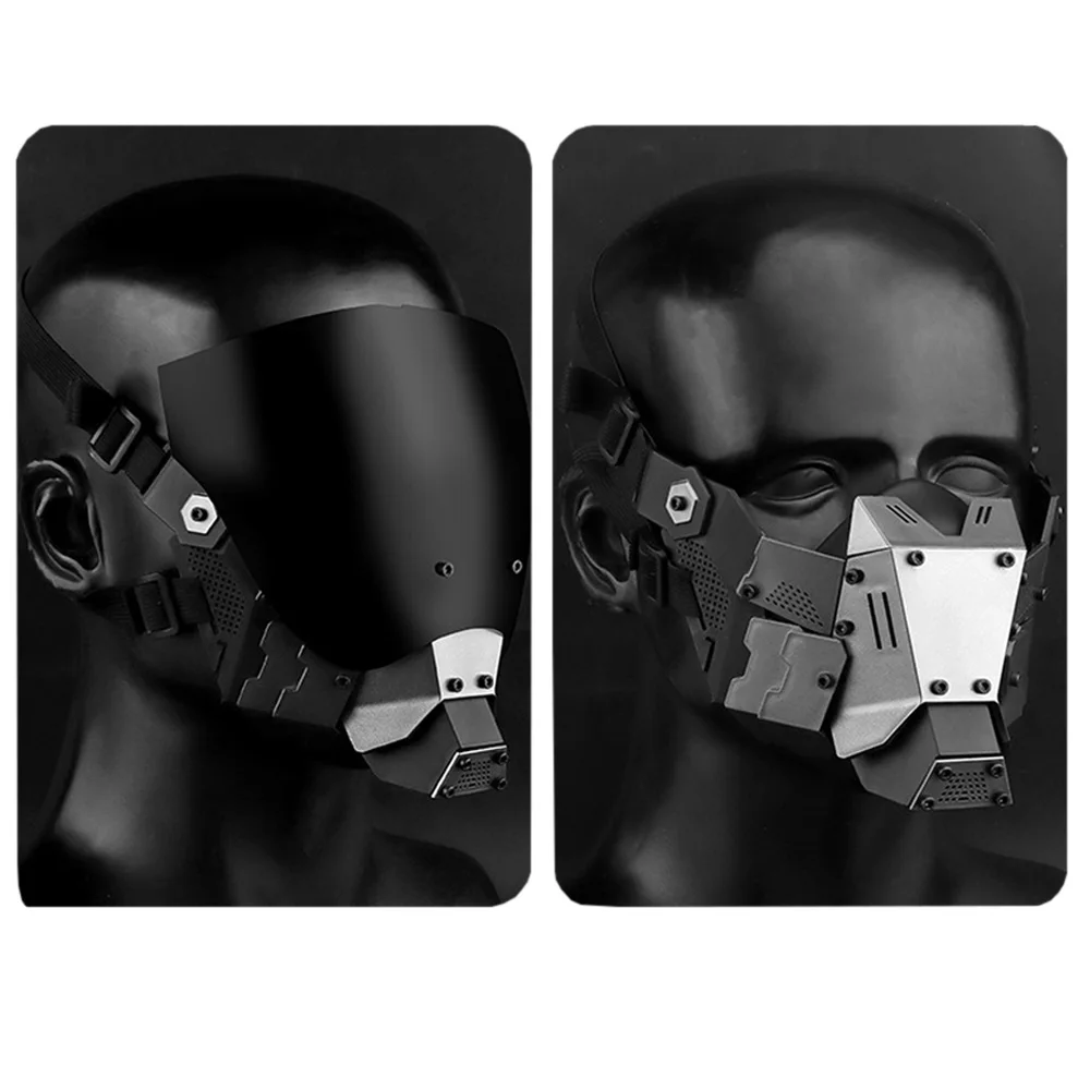 Máscara táctica de media cara, máscara de comandante Cyberpunk, Cosplay de Halloween, máscara de ciencia ficción, equipo de protección para tiro de Paintball - imagen 2