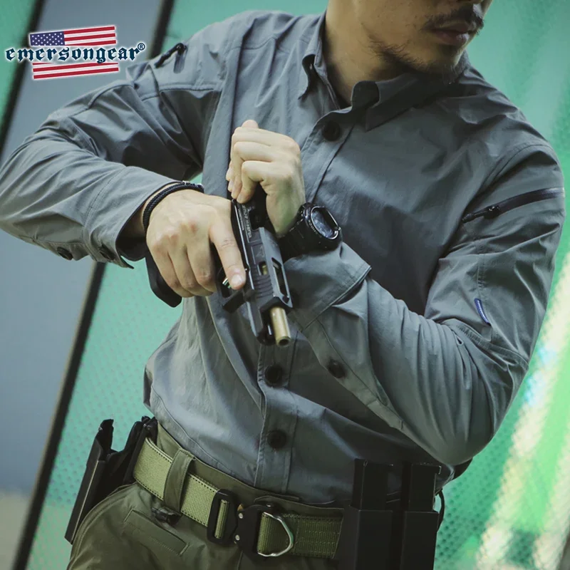 Emersongear Blue Label Triple Tech Tac-Camiseta con cremallera y múltiples bolsillos para acampar, camisetas para hombre, camisetas deportivas - imagen 4