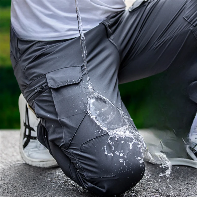 Pantalones Cargo impermeables para hombre, pantalón táctico militar con múltiples bolsillos, elástico, ropa de calle al aire libre para senderismo, Verano - imagen 2