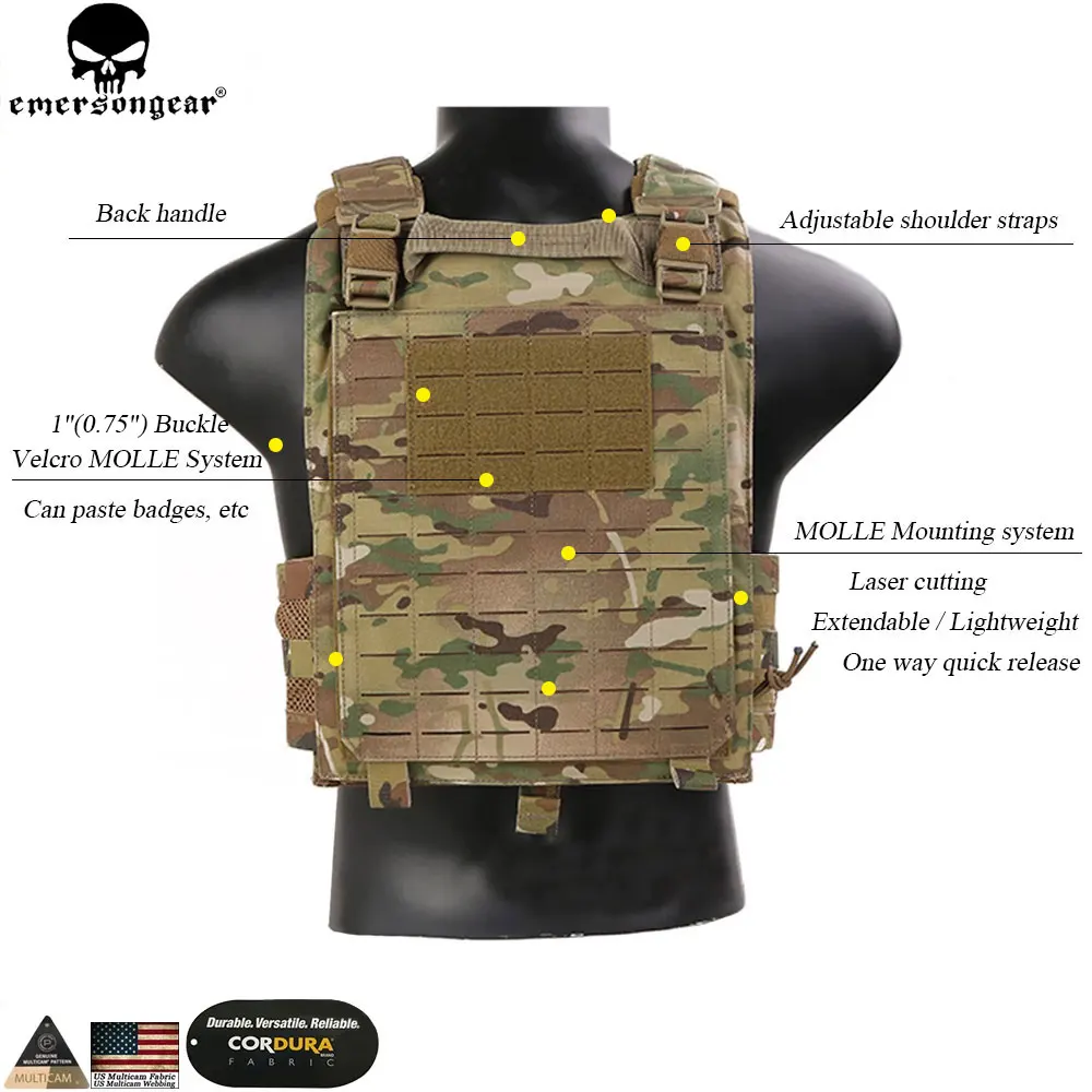 EMERSONGEAR-portador de placa de asalto LVAC W ROC, chaleco de liberación rápida, armadura corporal Molle, arnés Swat, equipo militar del ejército Airsoft, EM7404 - imagen 3