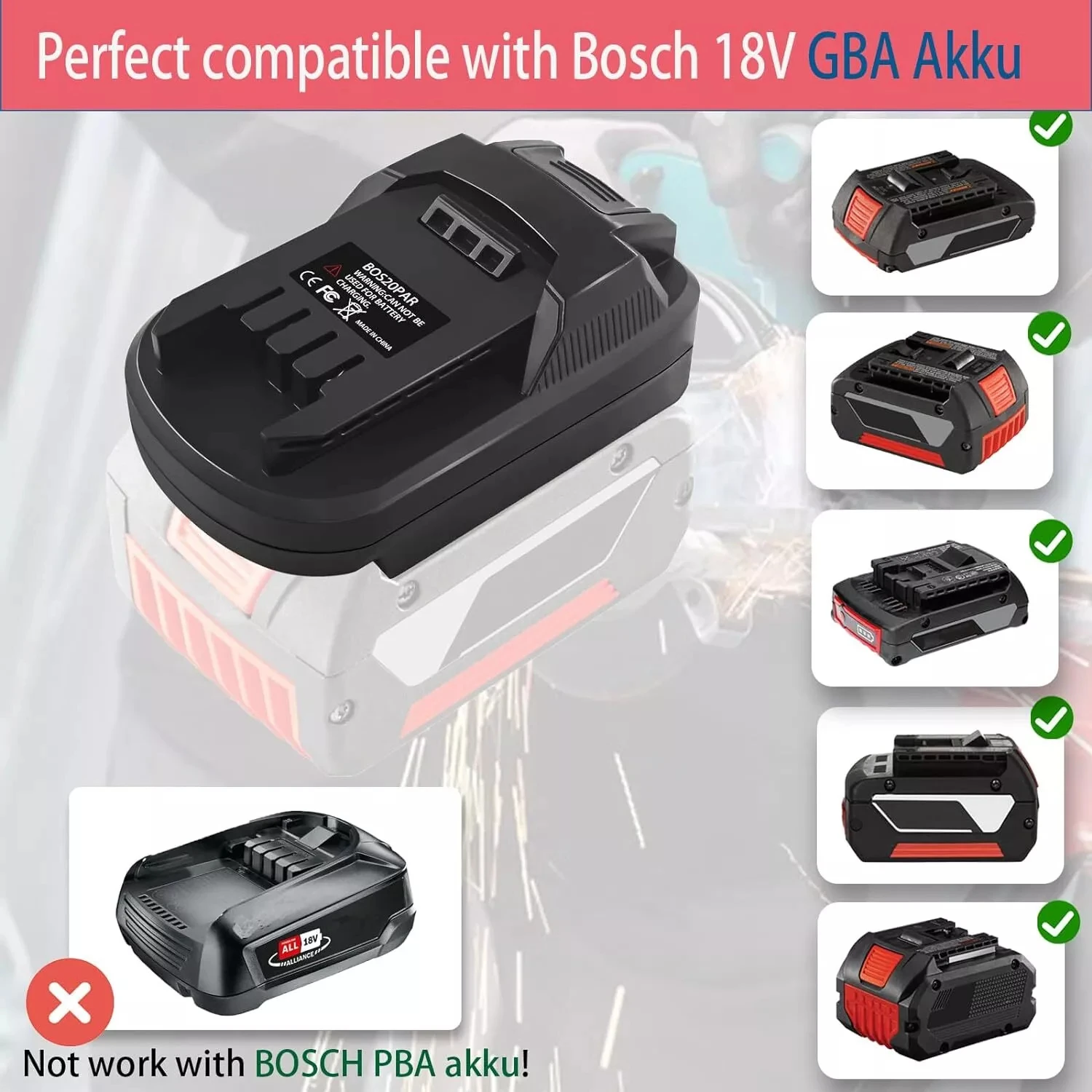 Convertidor adaptador de batería para batería de litio Bosch de 18V a accesorios de herramientas eléctricas de iones de litio ForLidl Parkside X20V (sin batería) - imagen 4