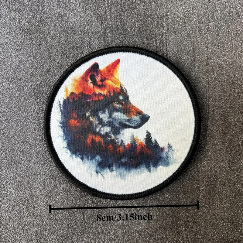 Parche táctico de lobo para ropa, brazalete impreso, insignia de moral, parches con gancho, pegatinas para mochila - imagen 5
