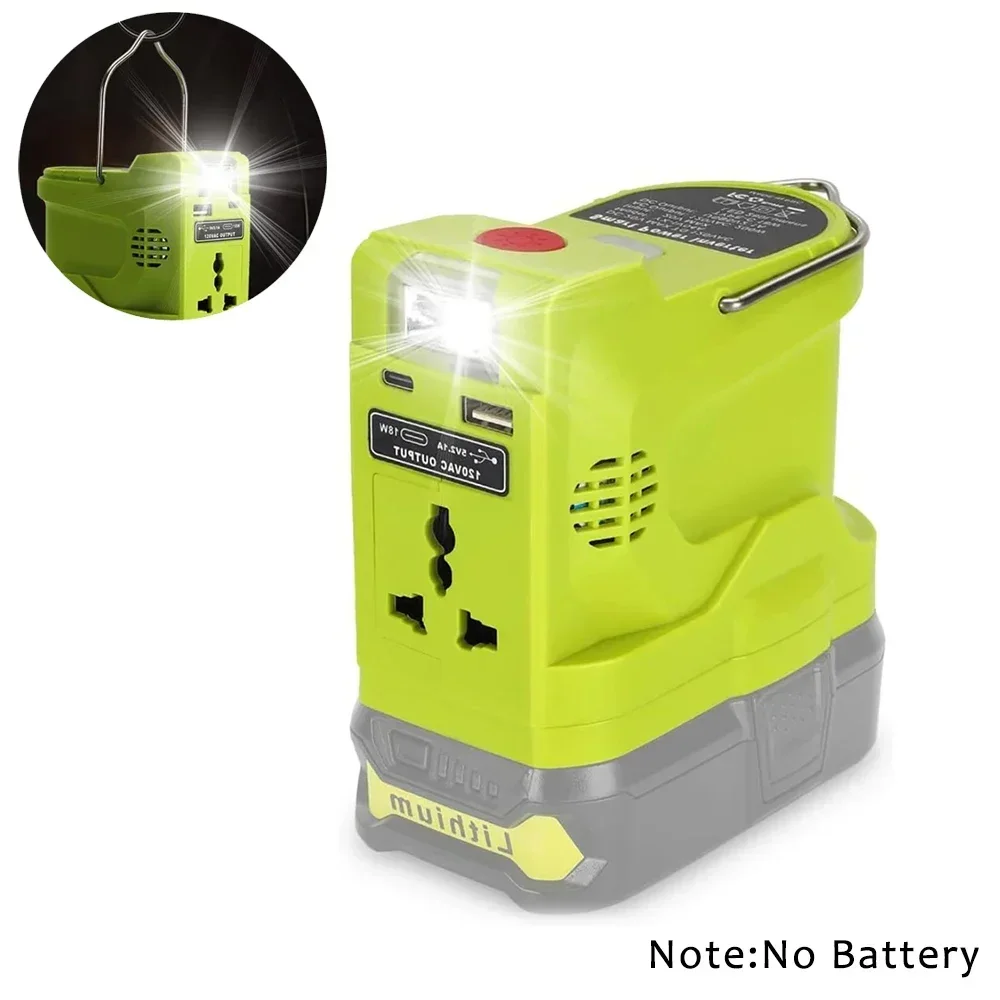 Generador de energía de central eléctrica portátil de 200W con luz LED USB Dual de 280LM para inversor de corriente portátil de batería de litio Ryobi de 18V - imagen 2