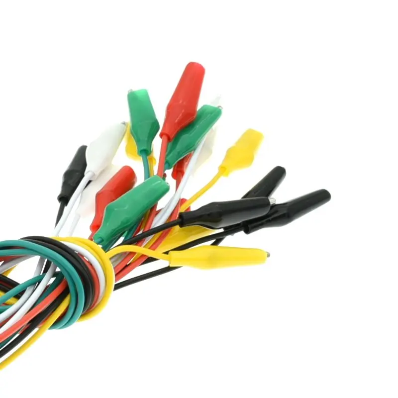 1 juego/10 Uds pinzas de cocodrilo cables de prueba eléctricos DIY pinzas de cocodrilo de doble punta Clip de cucaracha cable de puente de prueba 46CM - imagen 4