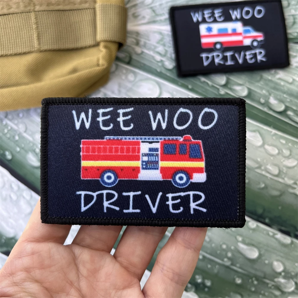 Parche de conductor Wee Woo, parches de insignia de moral de conductor de bomberos EMT o ambulancia, pegatinas impresas para mochila del ejército táctico - imagen 3