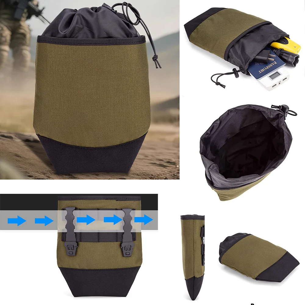 Nuevo ciclismo al aire libre, montañismo, correr, bolsa de reciclaje plegable táctica 1000D, bolsa de almacenamiento multifuncional, bolsa colgante Molle
