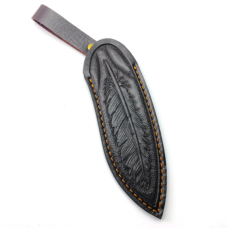 Funda de cuero de vaca para exteriores, funda para cuchillo recto, pluma tallada, cuero de vaca, funda para cinturón, bolsa de almacenamiento, funda para pantalones, 1 unidad - imagen 4