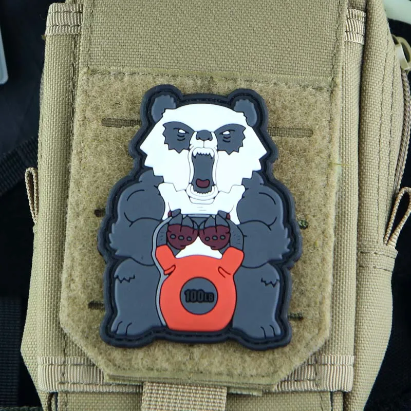 Parches de PVC de Panda para deportes de Fitness, insignia de moral táctica, decoración de mochila, pegatinas de gancho y bucle personalizadas - imagen 3