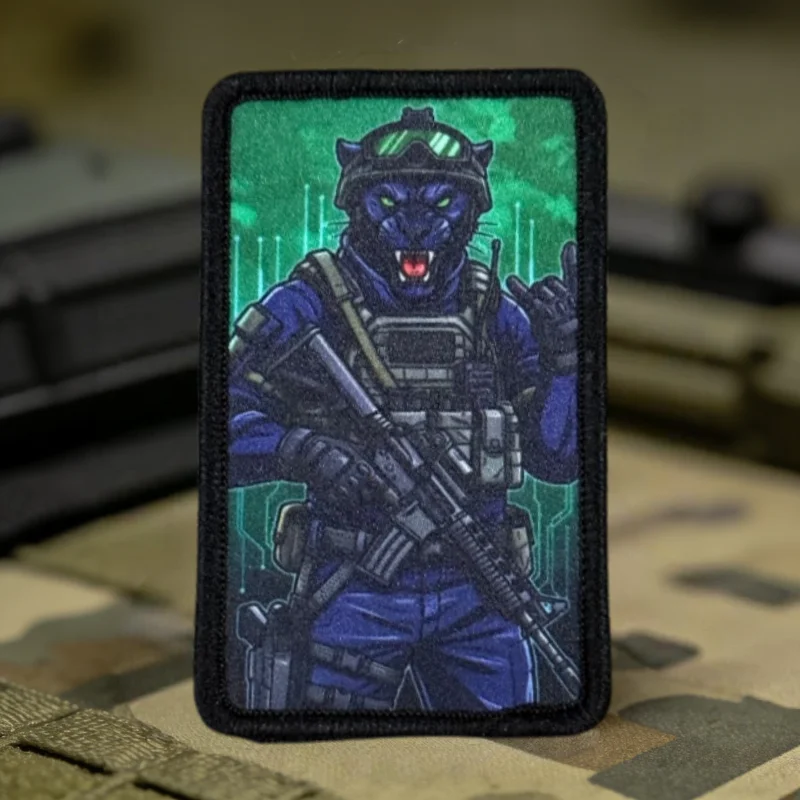 Parche táctico estampado Panther Operator con velcro para moral - imagen 2