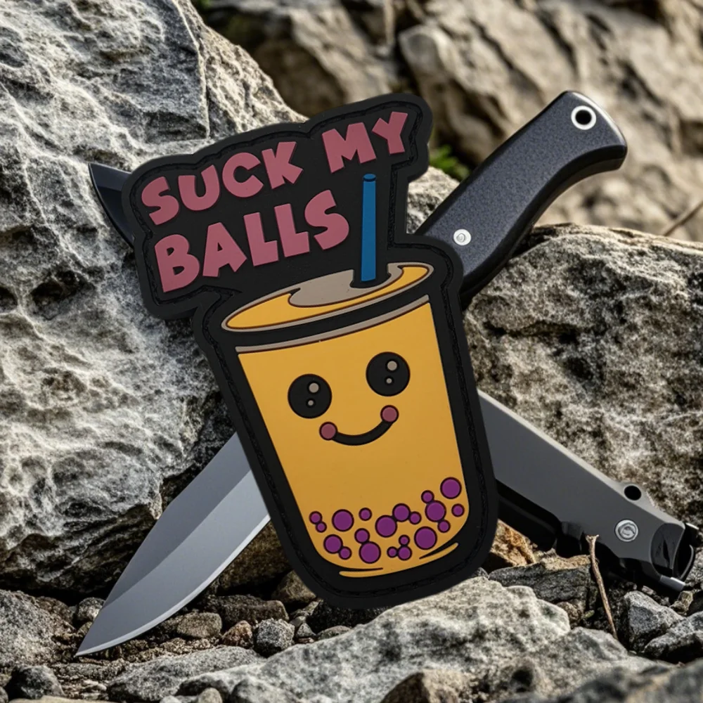 Parches de impresión táctica de té de burbujas, insignias de moral militar, parche de gancho y bucle de PVC, mochilas, pegatinas decorativas para ropa