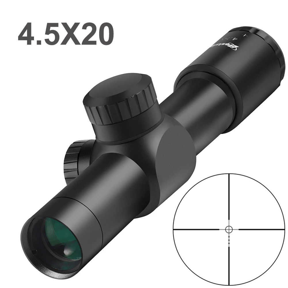Mira compacta 4,5x20, mira para Rifle de caza AR15, mira telescópica de retícula grabada de vidrio P4 para mira de caza