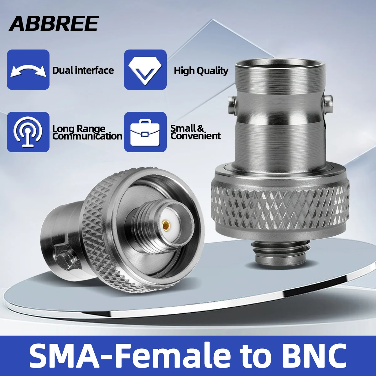 ABBREE-adaptador de conector SMA hembra a BNC, adaptadores de antena, interfaz Dual para comunicación de largo alcance, Walkie Talkie Ham Radio
