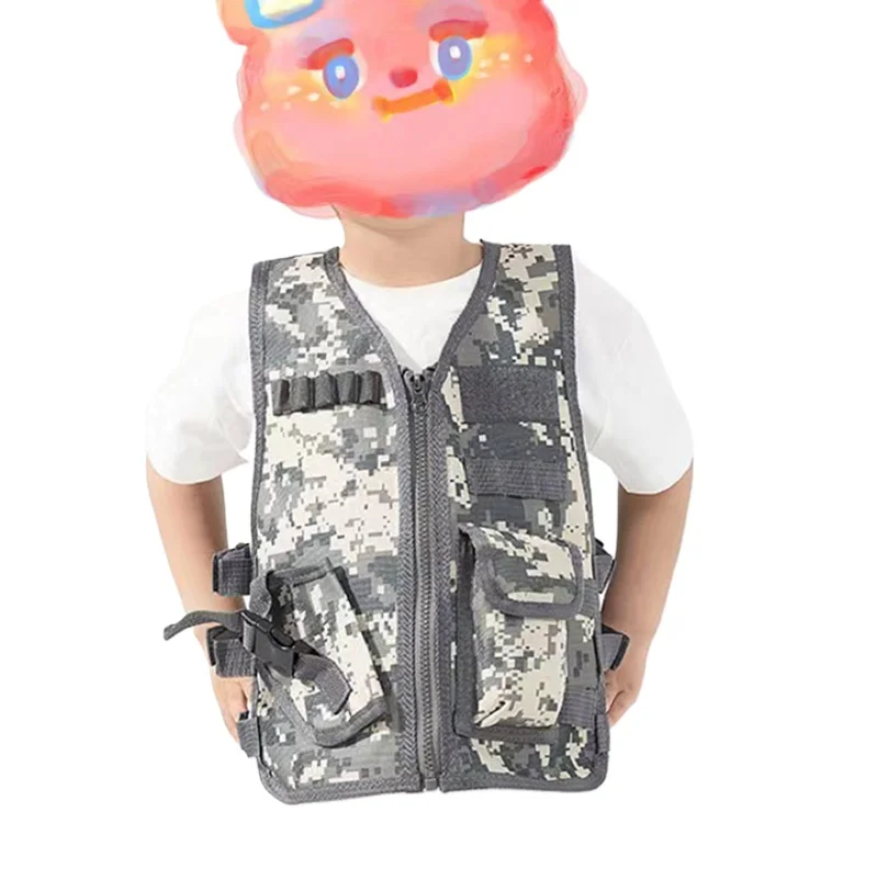 Chaleco táctico para niños, chaqueta de juego CS Airsoft de caza de camuflaje, chalecos de combate de entrenamiento militar, chaleco de francotirador Cosplay - imagen 4