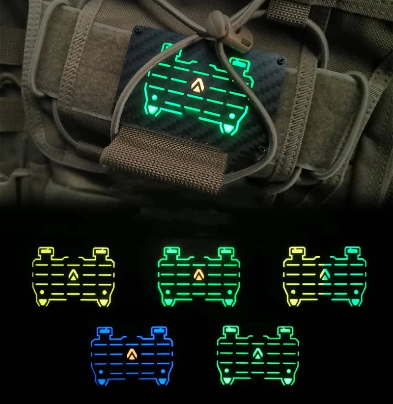 Parche luminoso de fibra de carbono estilo Molle Gegboard insignia brazalete colorido táctico al aire libre para ropa DIY mochila Accesorios - imagen 2