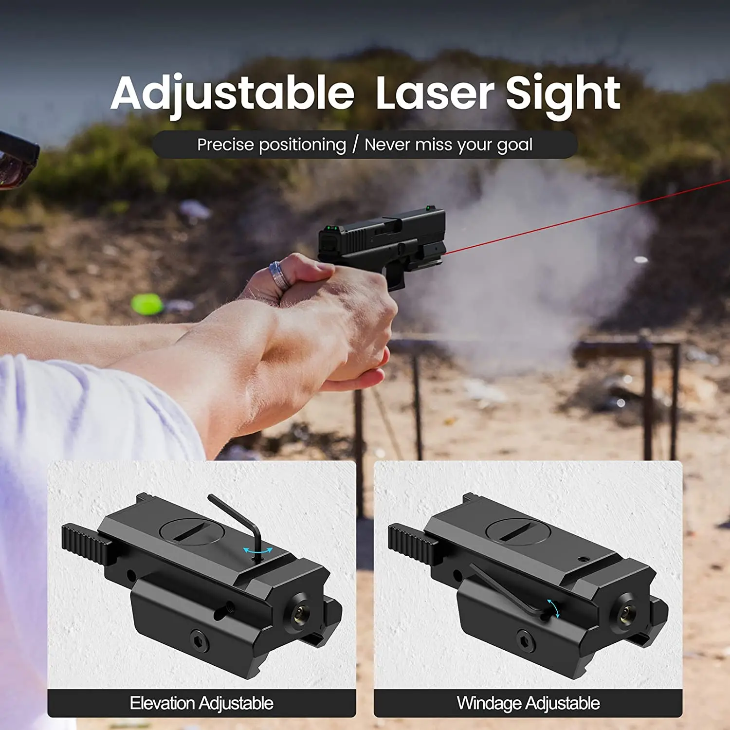 Mira láser táctica de punto rojo para Rifle, pistola de tiro, puntero láser para riel Weaver Picatinny de 20mm, accesorios de caza - imagen 5