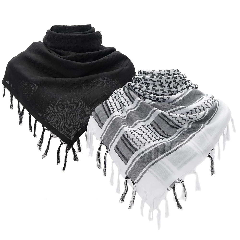 Bufanda táctica para el desierto, bufanda militar Shemagh Keffiyeh con flecos, bufanda árabe a cuadros para la cabeza para mujeres y hombres, caza y Camping - imagen 2