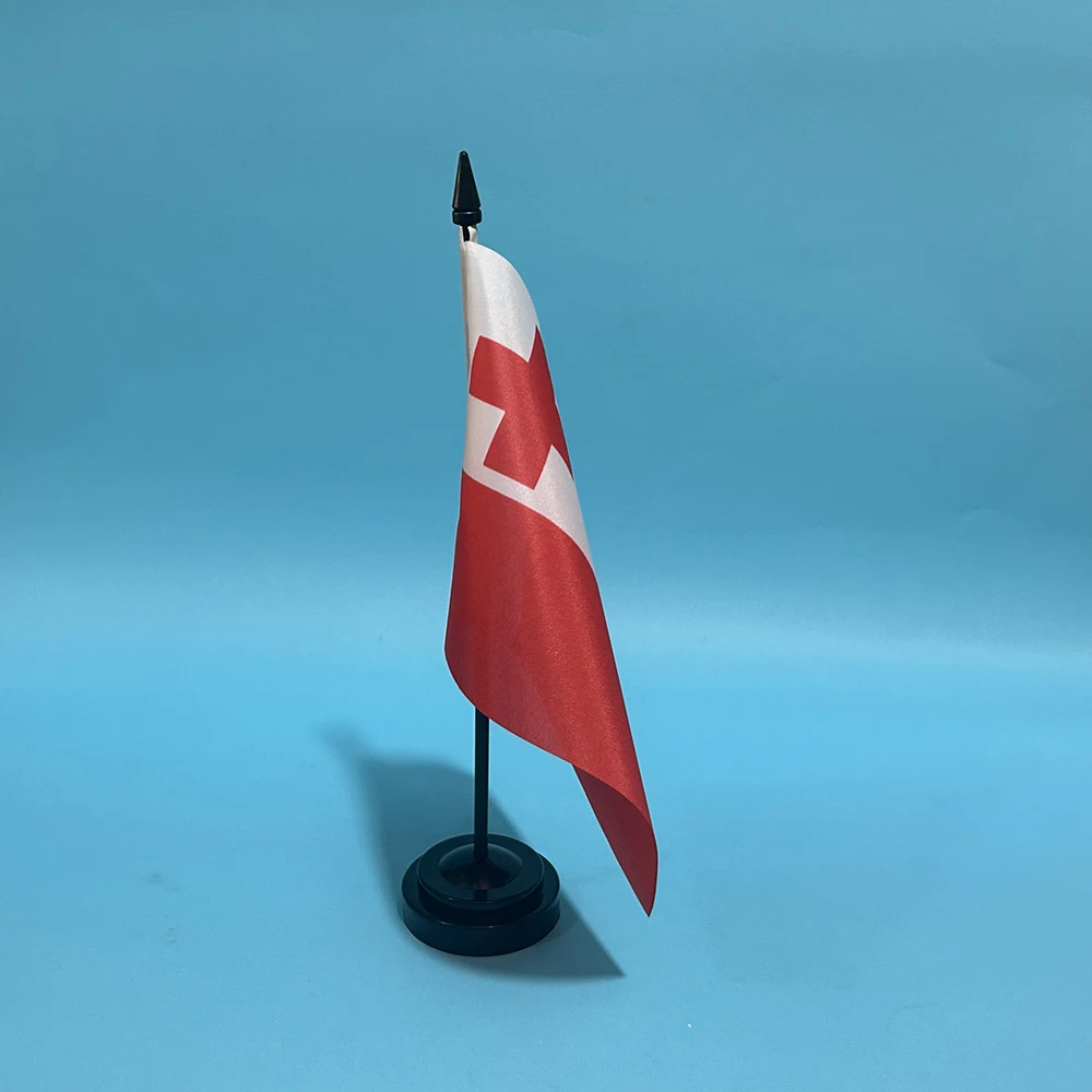 BANDERA DE SKY, bandera de escritorio de oficina, bandera de Tonga, 14x21cm, bandera de poliéster de Tonga, bandera nacional, cartel de país, adornos de escritorio, banderas - imagen 5
