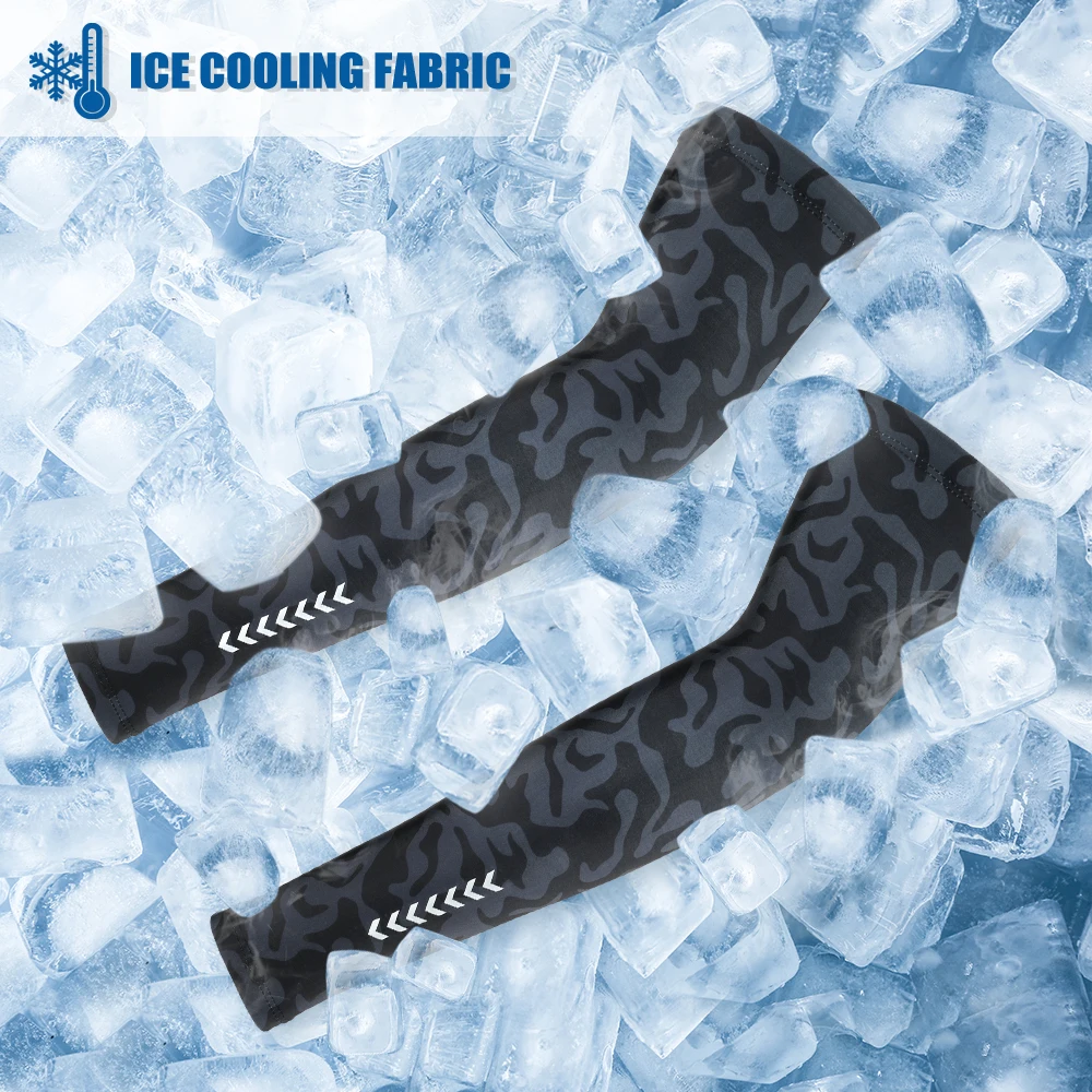 Mangas de compresión de seda de hielo para hombre, calentadores de brazo para ciclismo, voleibol, correr, baloncesto, bicicleta, deporte, protección UV, Verano - imagen 3