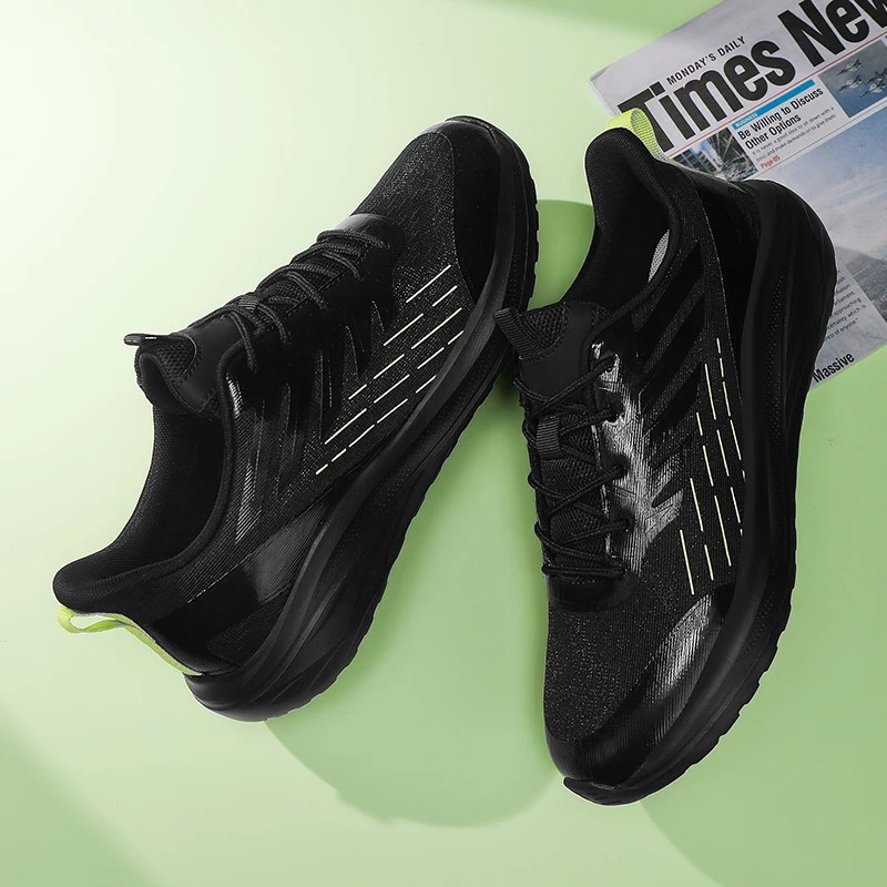 Zapatos deportivos para hombre con cordones, zapatos informales blancos y negros para caminar, tenis, trabajo, gimnasio, cómoda, ligera, suela suave de malla, 2025 - imagen 4