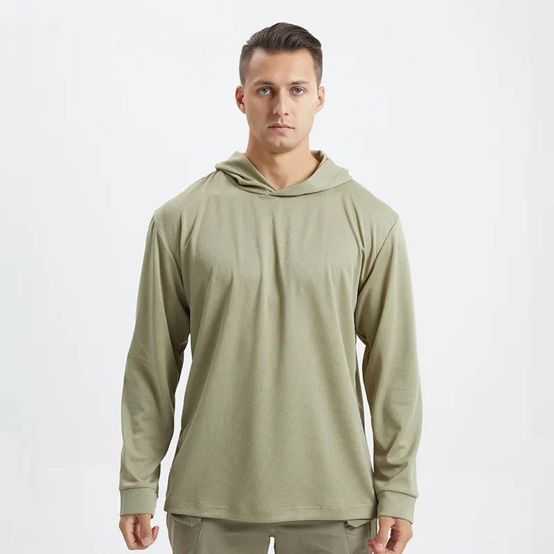 Chaqueta deportiva con capucha de secado rápido antisudor para hombre, camisa táctica de ciclismo con protección solar, ropa cómoda de entrenamiento para ejercicio - imagen 5