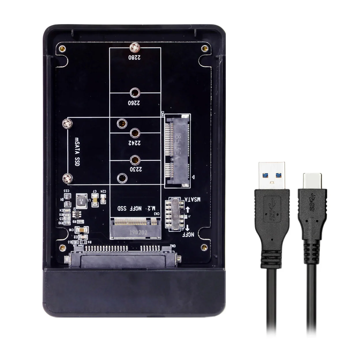 Chenyang NGFF Combo M.2 NGFF b-key y mSATA SSD a USB tipo C, caja convertidora con interruptor - imagen 3