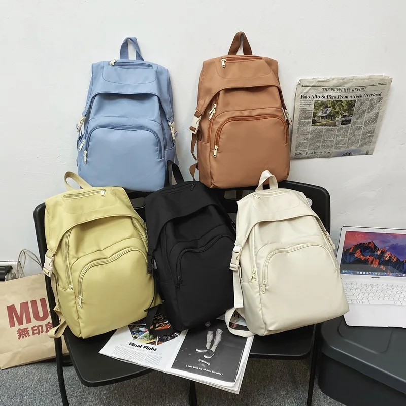 Lawaia mochila escolar de gran capacidad para niña, Color sólido, mochila para estudiante universitario, mochila impermeable para escuela secundaria japonesa para mujer - imagen 5