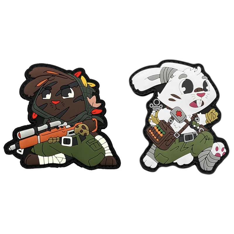 Parche de gancho y bucle luminoso de PVC de conejo táctico, insignia moral al aire libre, insignias tácticas, parches de accesorios de ropa