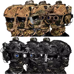 Casco táctico airsoft paintball con auriculares, gafas y soporte NVG