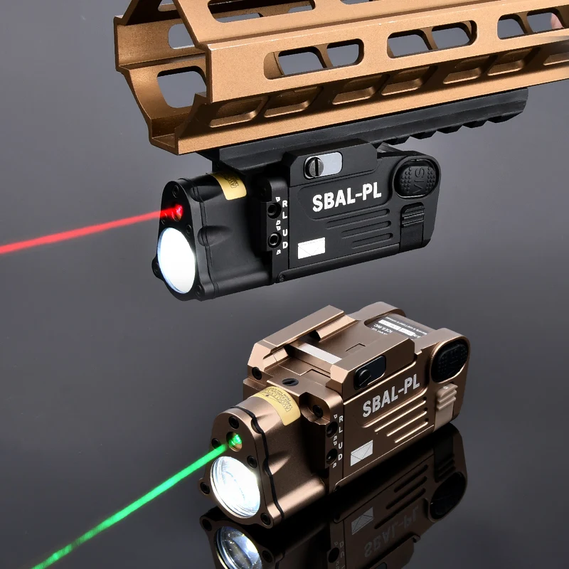 Linterna de SBAL-PL táctica para Airsoft, luz estroboscópica CNC, indicador de punto rojo y verde, compatible con pistola potente de 20mm, láser colgante para caza - imagen 4