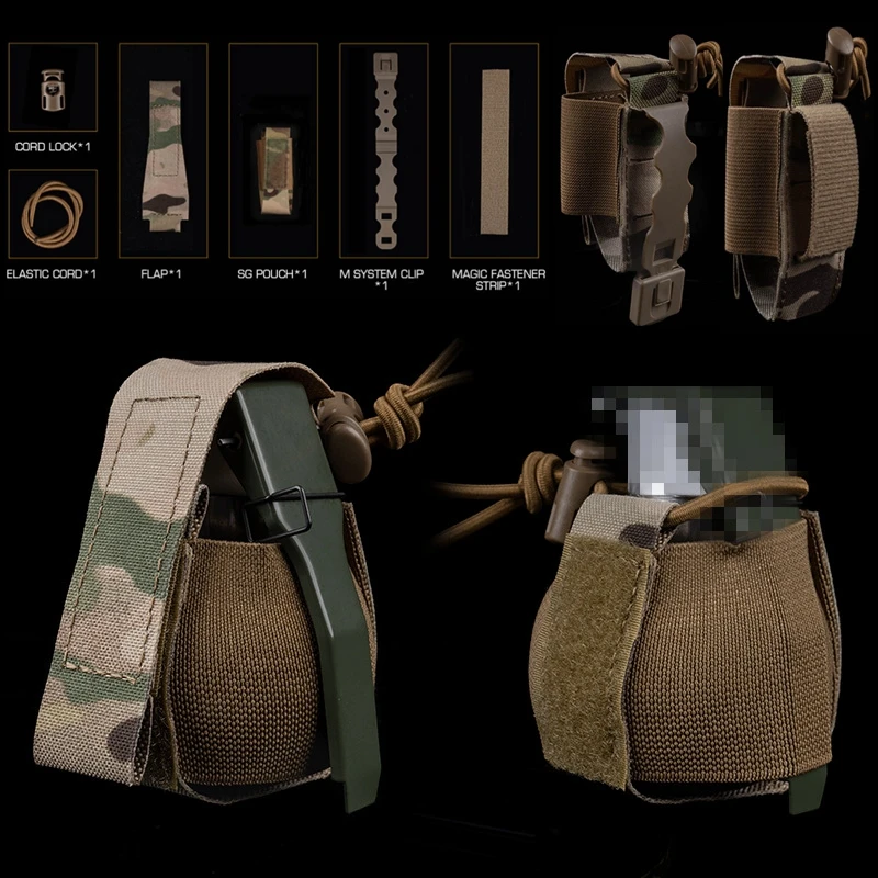 Porta granadas MOLLE táctico con bolsillo elástico y sujeción adaptable