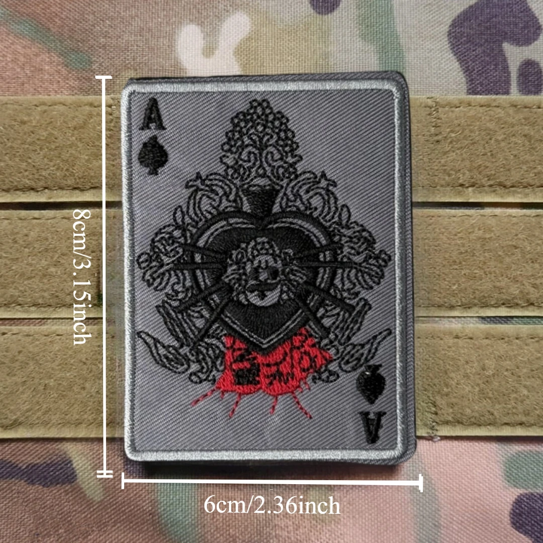 Parche del ejército Ace para juego de cartas, insignia de moral táctica, parches bordados de gancho y bucle para ropa, pegatina de equipo militar - imagen 2
