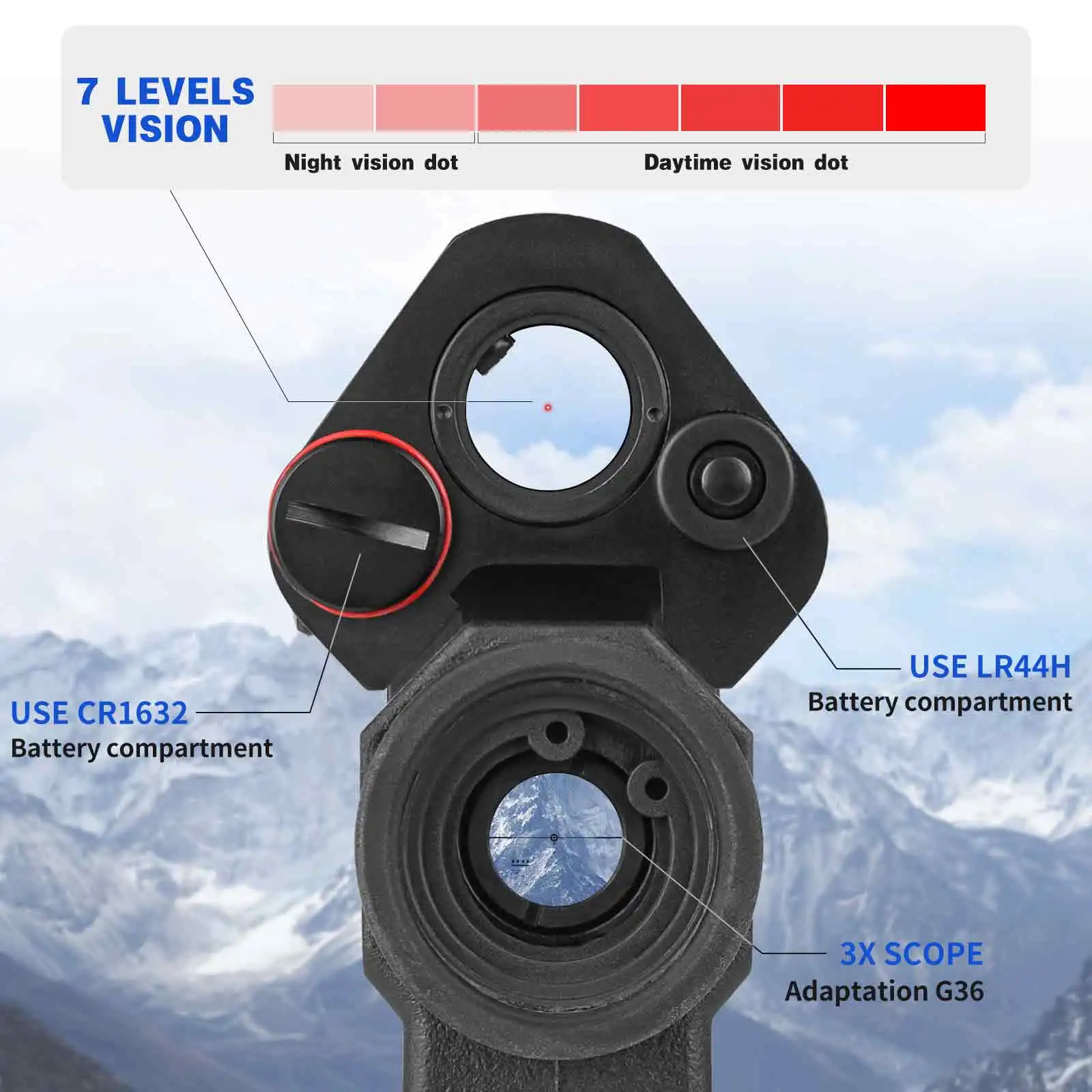 Mira táctica Spina Optics G36 3.5x punto rojo y láser verde - imagen 4