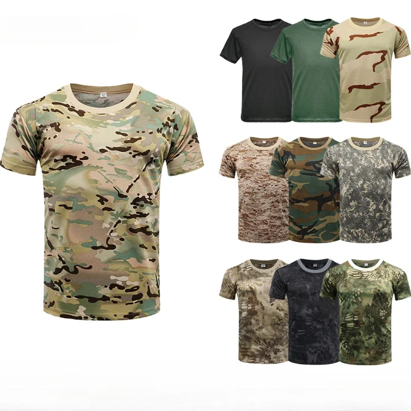 Camiseta de camuflaje 3D para hombre, ropa informal a la moda para actividades al aire libre, cuello redondo, manga corta, camisetas deportivas para exteriores de gran tamaño para verano y calle - imagen 2