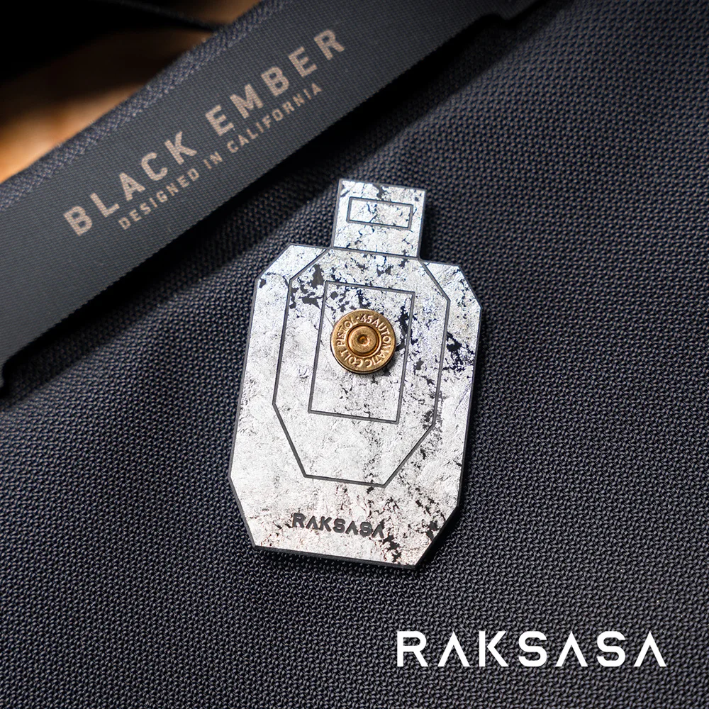 Parche de fibra de carbono compuesto de lámina de plata objetivo, deportes de tiro con incrustaciones de latón EDC táctico con gancho para decoración de mochila de ropa - imagen 2