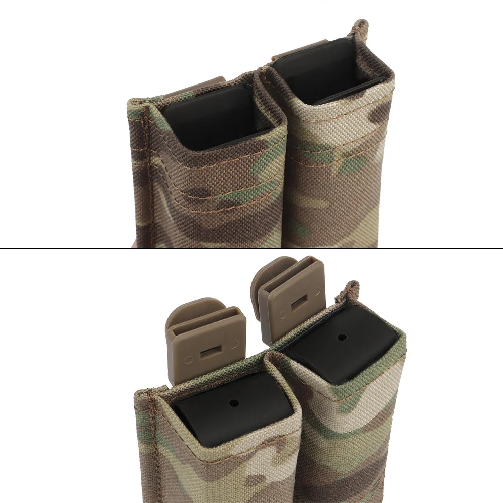 ​ ​ Bolsa doble Mag Air soft de 9MM, bolsas tácticas Molle FAST Glock Mag, equipo de caza con inserción de cuña Kydex integrada - imagen 5