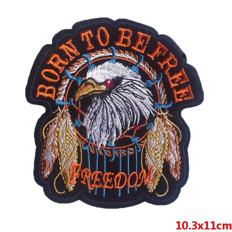 Prajna-parches bordados Punk Live to Ride, parches de calavera para ropa, pata de águila, parches para planchar para chaqueta, Jeans, rayas - imagen 2