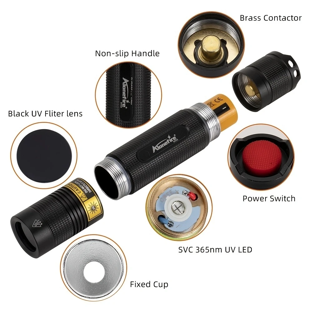 Linterna ultravioleta potente para curar gatos, marcador de manchas de orina para mascotas, fugas de mineral, dinero, antorcha de escorpión, luz negra UV de 365nm - imagen 4