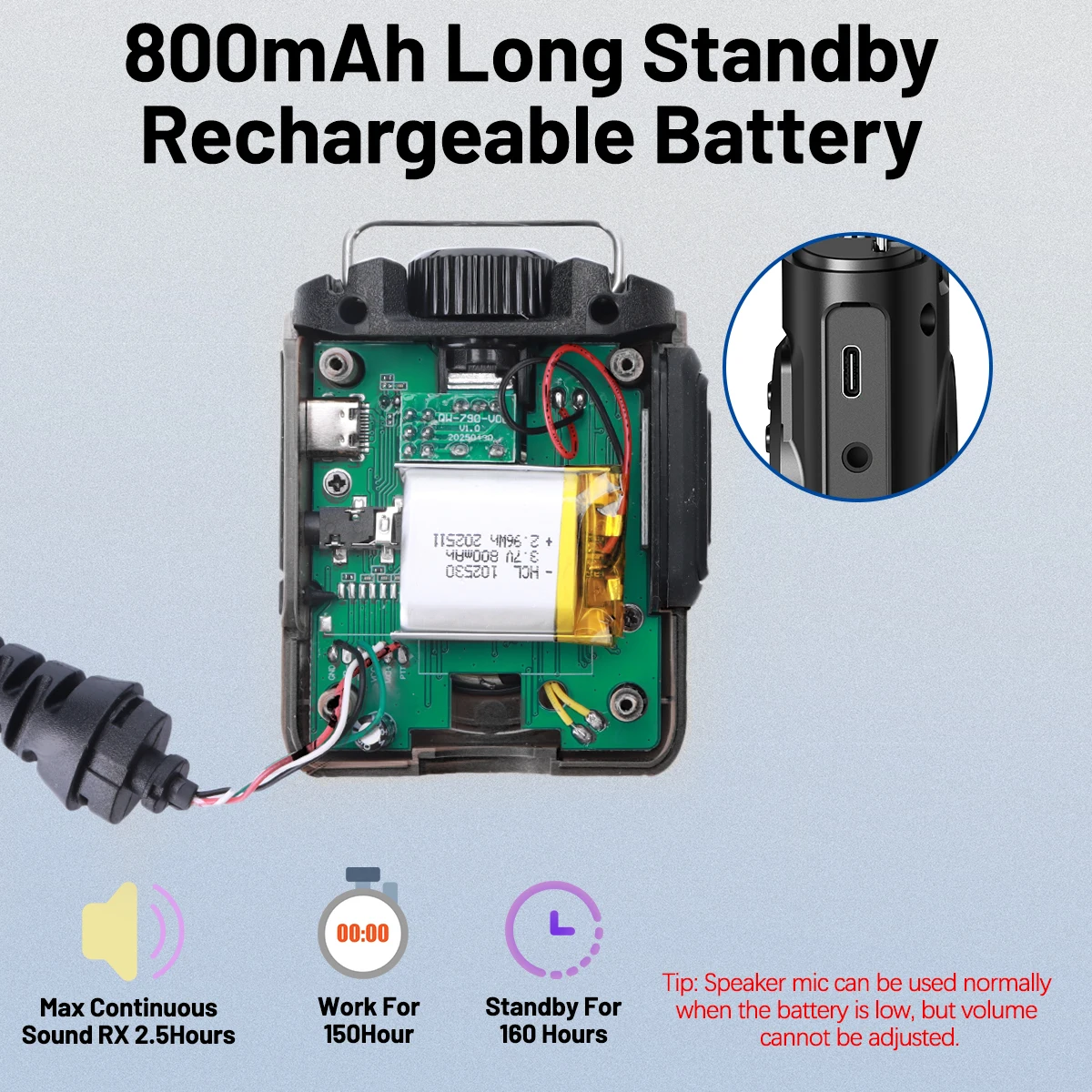 ABBREE AR-158 Walkie Talkie recargable micrófono altavoz ajustar volumen PTT para Baofeng UV-5R Mini para Quansheng UV-K1 (8) K5 - imagen 4