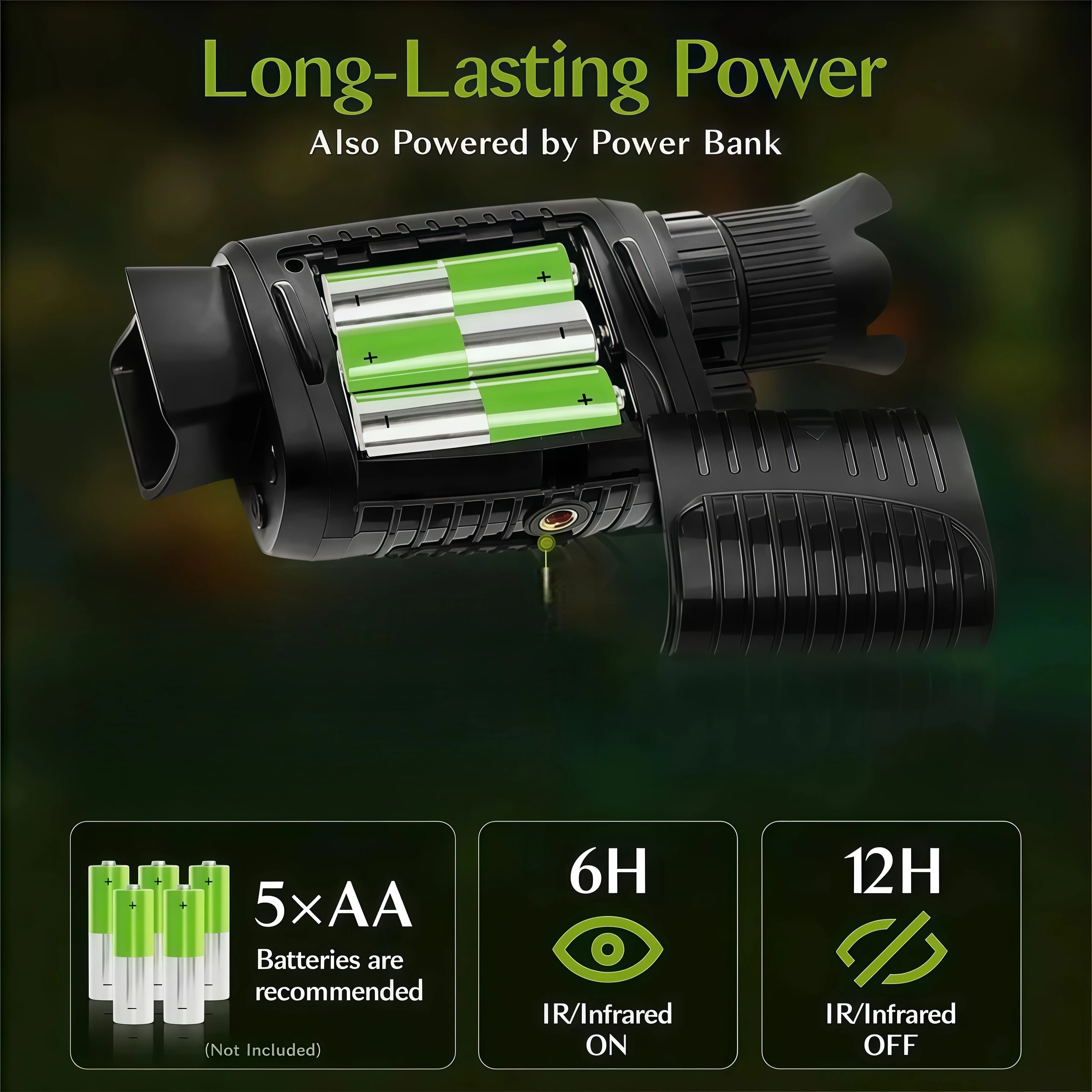 Cámara infrarroja monocular de visión nocturna 1080P, telescopio de caza con zoom digital 5X, búsqueda al aire libre de 300 m en toda la oscuridad - imagen 5