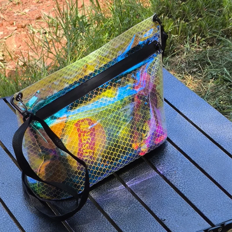 Bolso cruzado de maquillaje para natación de Color deslumbrante, paquete de cosméticos para mujer, estuche de belleza con cremallera impermeable para chica, bolso para exteriores, bolsas de playa
