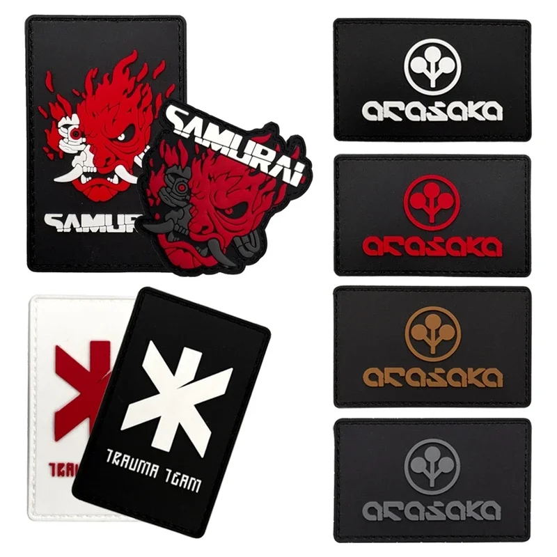 Cyberpunk Parches de gancho y bucle PVC caucho suave noctilucente Capítulo de moral, juego Ropa al aire libre mochila insignia de parche diy - imagen 5