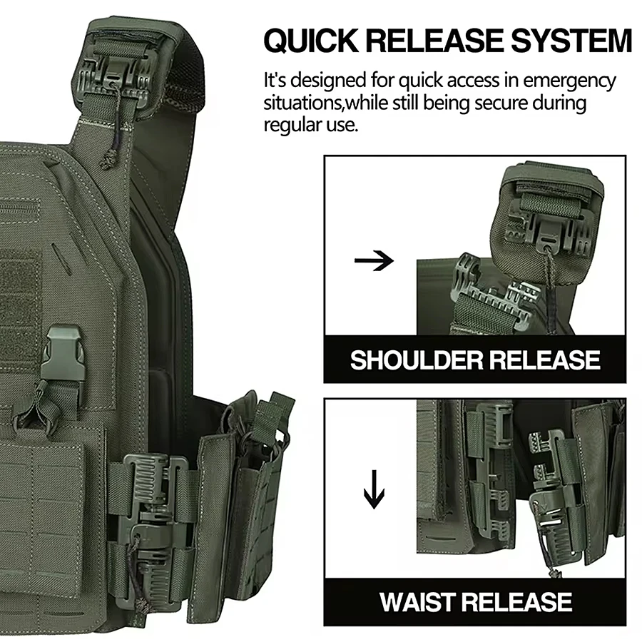 Chaleco verde de caballería con chaleco Molle de seguridad de liberación rápida - imagen 3