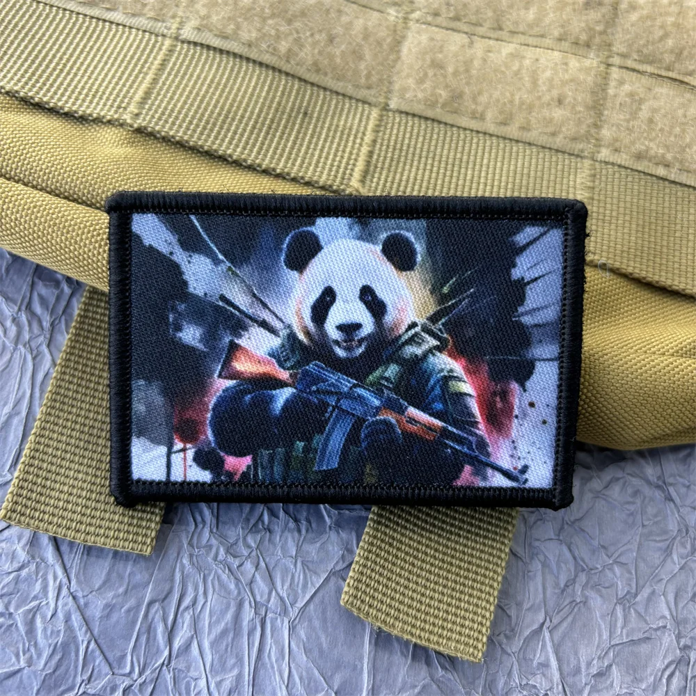 Parche con estampado de Panda en la ropa, insignia de moral Airsoft, parches tácticos militares, pegatinas de gancho y bucle para mochila, AK47 - imagen 3