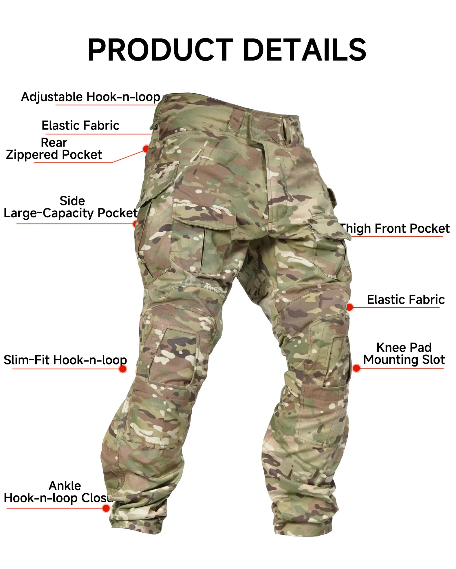 Pantalones de combate para hombre, pantalones deportivos de carga tácticos, camuflaje para acampar, senderismo, caza, ropa para acampar, deportes al aire libre - imagen 4