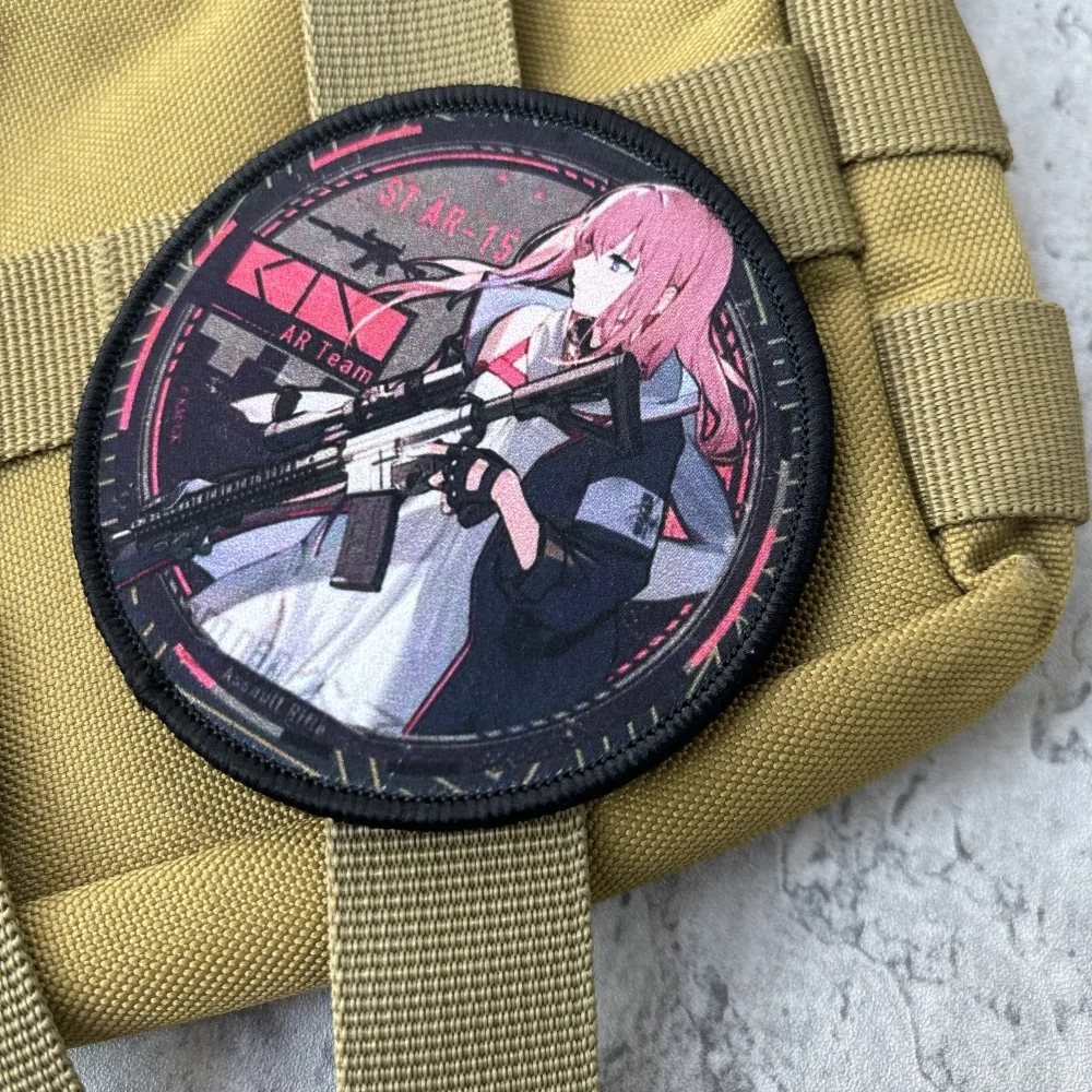 Parches tácticos de moral con estampado de Chica de Anime, parche de gancho y bucle de primera línea para niña, insignia militar, brazalete, ropa, pegatinas para mochila - imagen 4