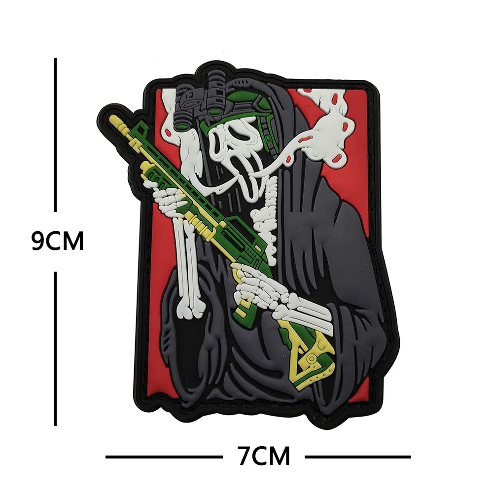Insignia de moral de animación Death Note, parche de PVC, brazalete táctico de calavera fantasma, gancho y bucle, emblema militar, pegatina para mochila al aire libre - imagen 3