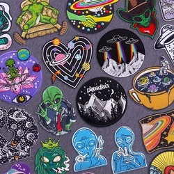 Parche de alienígenas espaciales, parches para planchar para ropa, pegatina Fusible, parches bordados para exteriores en ropa, apliques/insignia de costura DIY