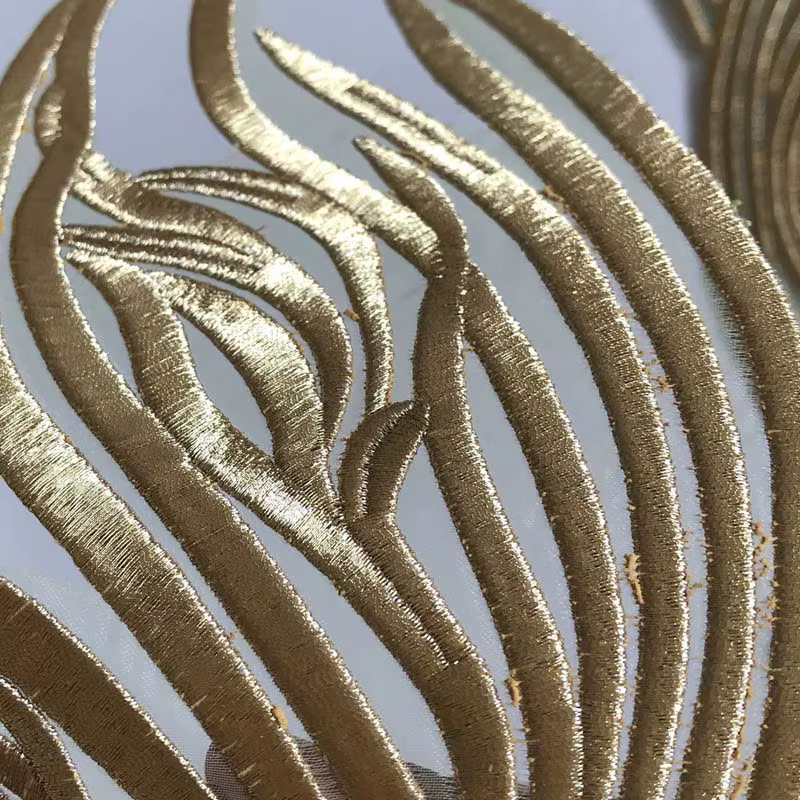 Textura del bordado 3D y acabado del encaje floral
