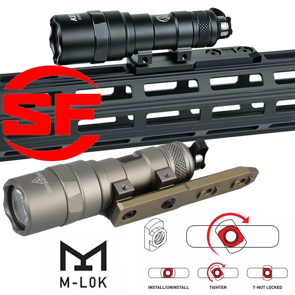 Linterna táctica Surefir M300/M600 de metal LED blanca para caza M-LOK - imagen 4