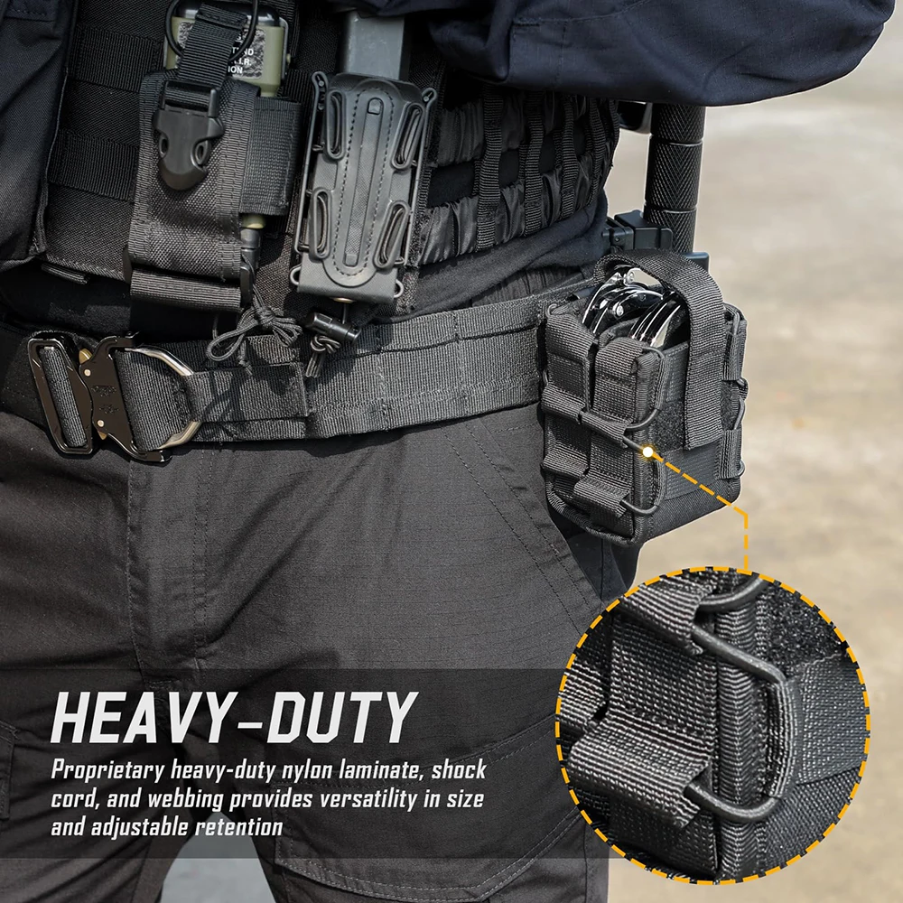 Funda táctica Molle para esposas dobles, esposas rígidas plegables, soporte para puños para aplicación de la ley, bolsa para esposas al aire libre para cinturón de servicio - imagen 5